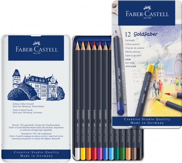 Creioane Colorate 12 Culori Goldfaber Cutie Metal Faber-Castell [3]